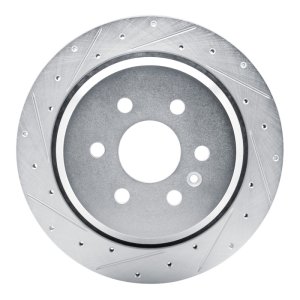 Chevrolet Colorado Brake Rotor (1) - Rear Left - R1 Concepts - Drilled & Slotted - Silver - `21-`22